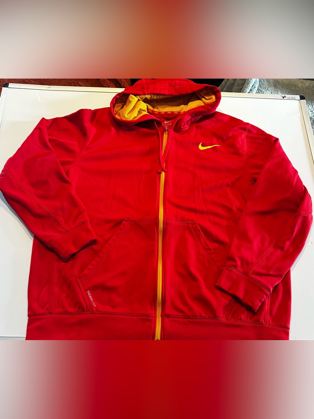Nike Therma Fit Mens Size XXL Full Zip Hoodie Sweatshirt Red Athletic Sporty